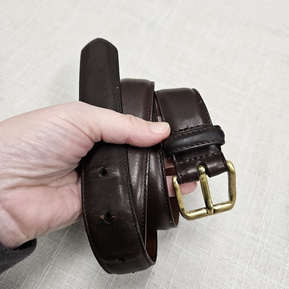 Coach Brown Belt Solid Leather Neutral Minimalist Office Business Casual size 38